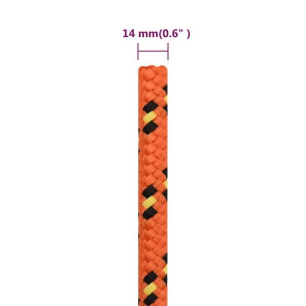 152676 vidaXL Båtline Orange 14 mm 100 m Polypropylen