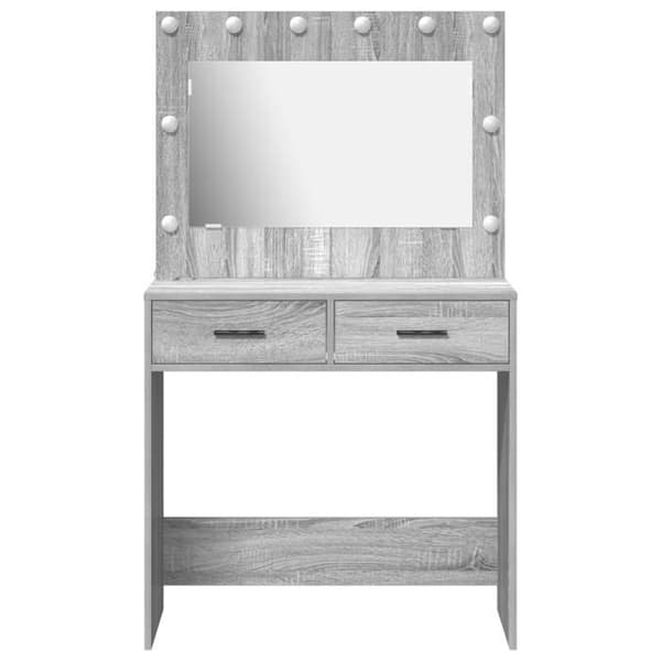 Coiffeuse med LED-belysning Grå Sonoma 78,5x41x135 cm