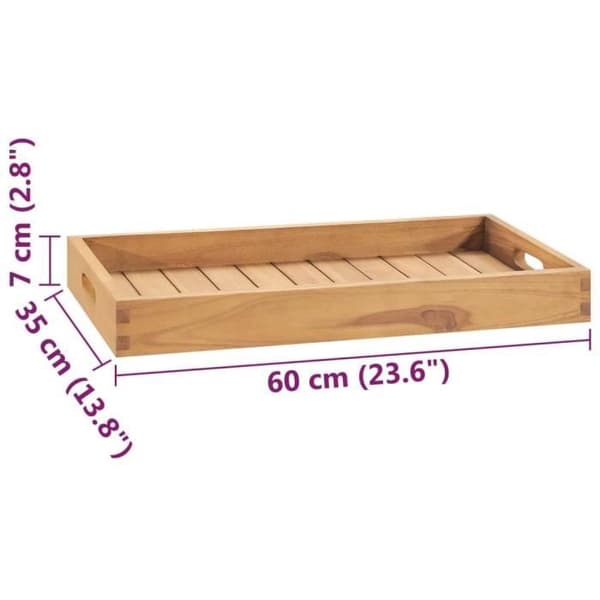vidaXL Serveringsbricka 60x35 cm Massiv teak
