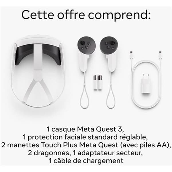 META QUEST Quest 3 512 GB Virtual Reality Headset - Vit - Trådlöst - CLPL - 6 timmar