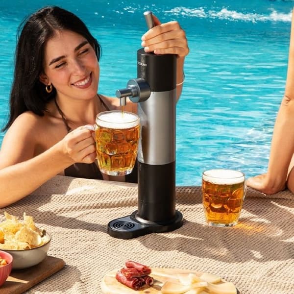 Cecotec Bärbar Öl Distributör för Burkar och Flaskor BeerFlow 500. Fungerar med AA 1,5V-batterier, Skumkontroll
