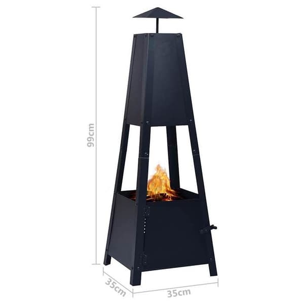 vidaXL Fire Pit Black 35x35x99 cm Stål