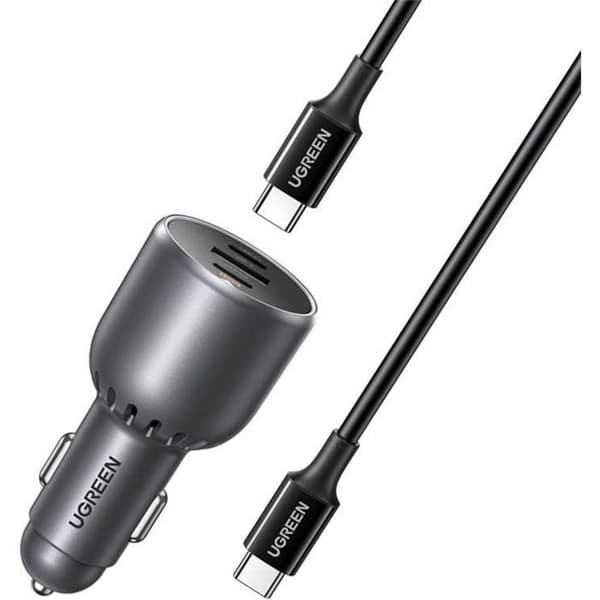 Laddare - Ugreen EC705 biladapter, USB + 2x USB-C, 130 W + 5 A kabel 1 m