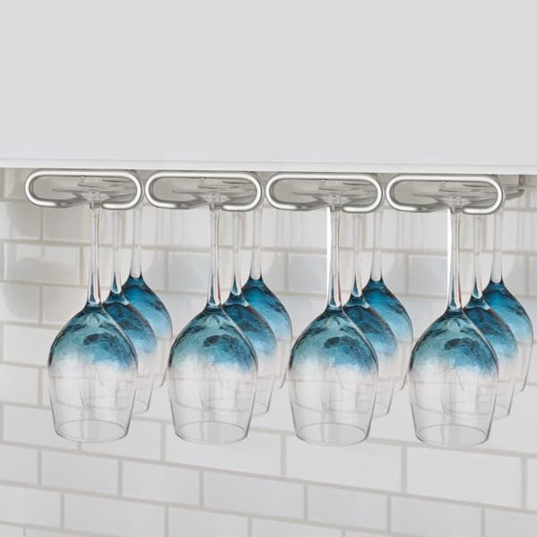 Emuca Glasställ för möbler med 4 rader, längd 280mm, stål, förkromad