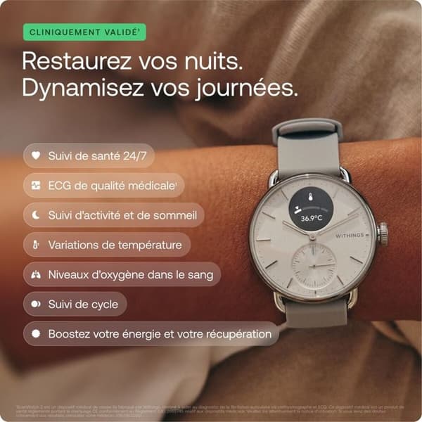 Withings - HWA10-Model 12 - Smartklocka - Unisex - Scanwatch 2