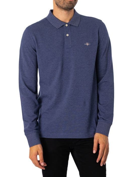 Långärmad Polo Regular Shield - GANT - Herr - Blå