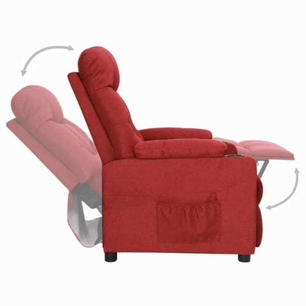 vidaXL Recliner Röd vinröd, Tyg.