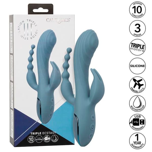 CALEXOTICS - TRIPPEL VIBRATOR EKSTASY GRÅ -