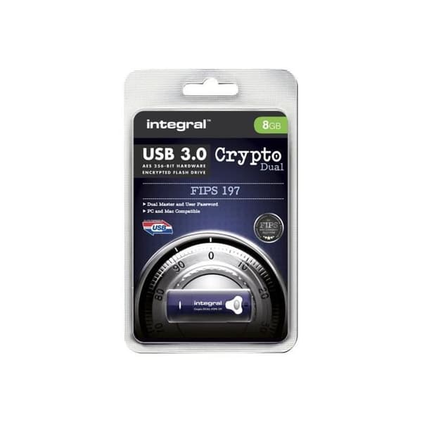 INTEGRAL Crypto Dual USB Key - 8 GB - USB 3.0 - Blå
