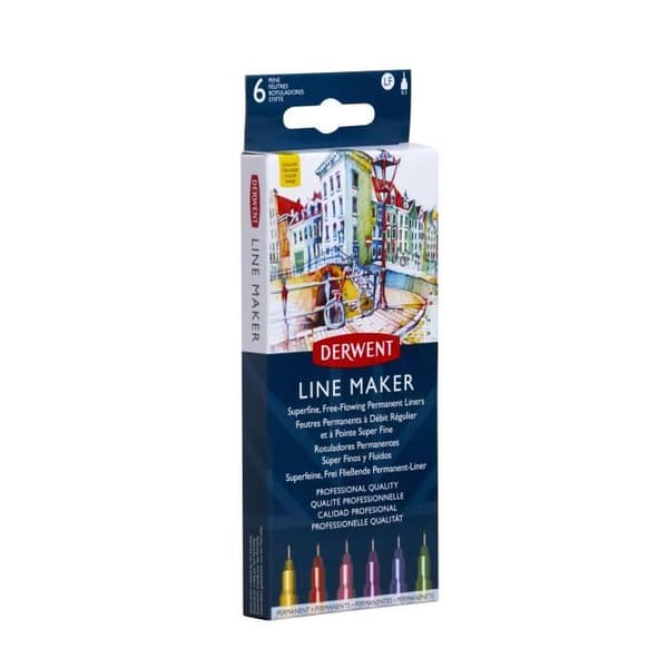 Fineliner - DERWENT - Line Maker - Oföränderlig - Opaque - 6 stycken