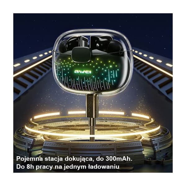 AWEI 5.3 TWS Bluetooth-hörlurar med dockningsstation Svart