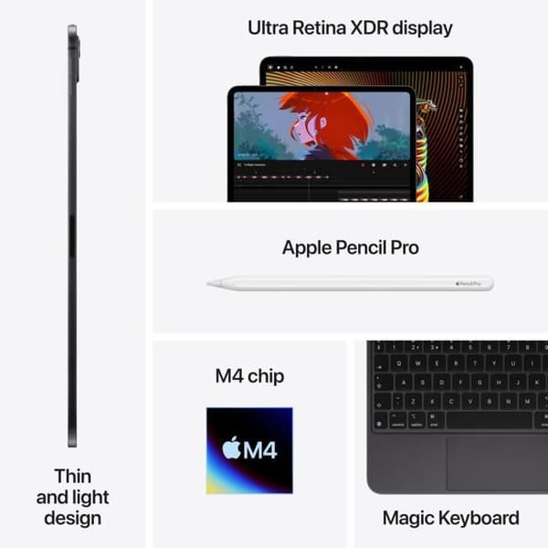Apple - iPad Pro (2024) - 11" - WiFi + Cellular - 1 To - Silver Nano-texturerad