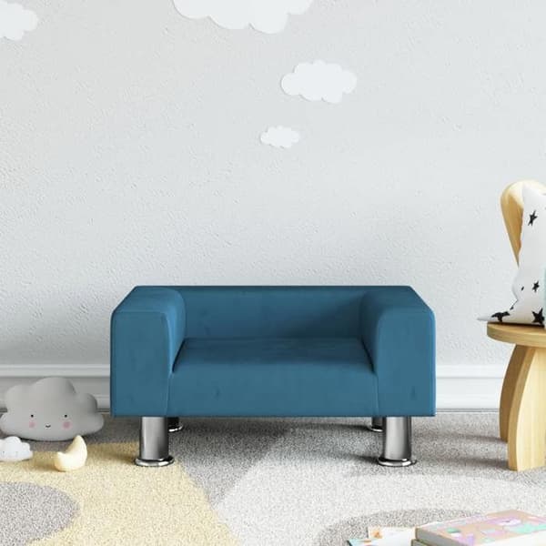 vidaXL Barnsoffa blå 50x40x26,5 cm sammet 3196336