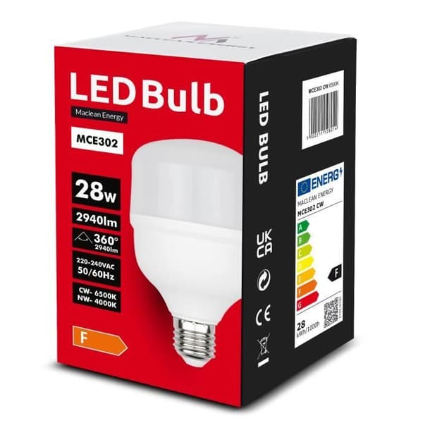 Ampull LED - Maclean - MCE302 - E27 - 28W - 2940lm - Neutralt vit 4000K