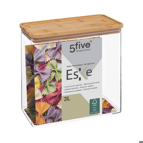 Rektangulär förvaringslåda med bambulock "Eske" 3L - 5 five simply smart