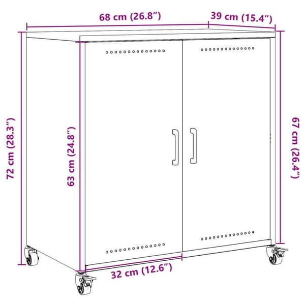 vidaXL Buffé rosa 68x39x72 cm stål 846657