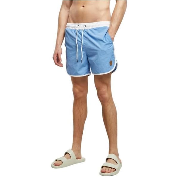 Retro badshorts stora storlekar - Urban Classics - Herr - Vit/horisontblå
