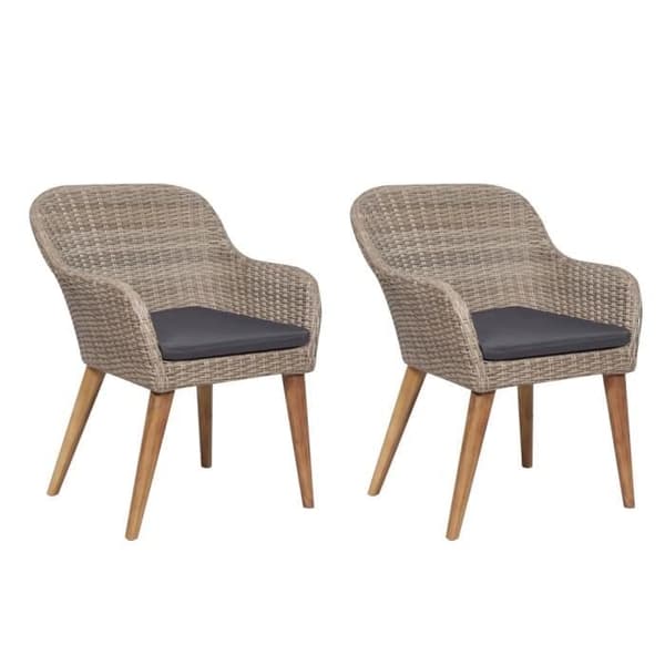 vidaXL Utestolar med Dynor 2 st Poly Rotting Brun