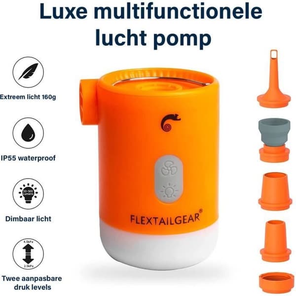 Luftmadrasspump - FLEXTAIL - Max Pump 2 Pro - Elektrisk - Orange - 2 personer