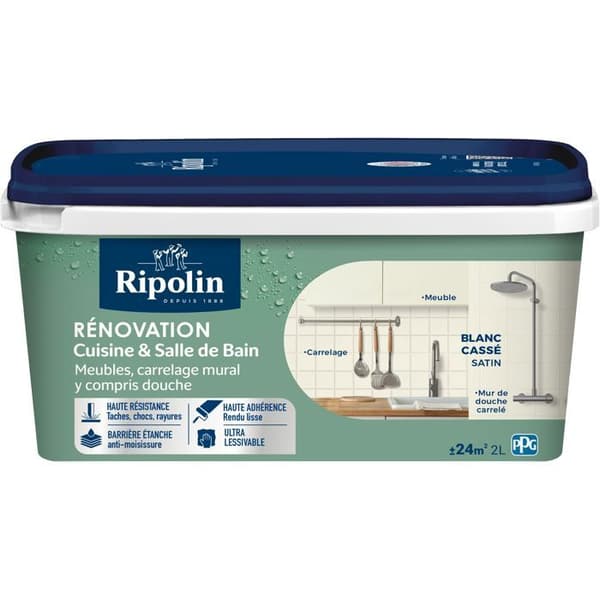 Målarfärg renovering kök och badrum - Off-white - Satin - Ripolin - 2L