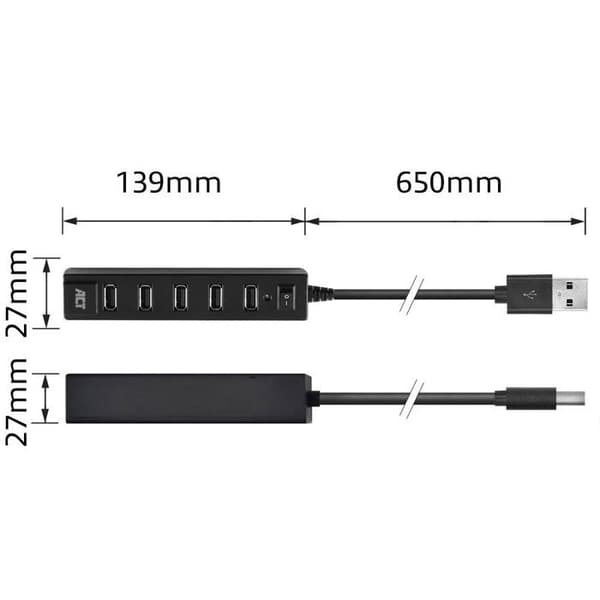 ACT AC6215 USB 2.0 hubbgränssnitt 480 Mbit/s Svart