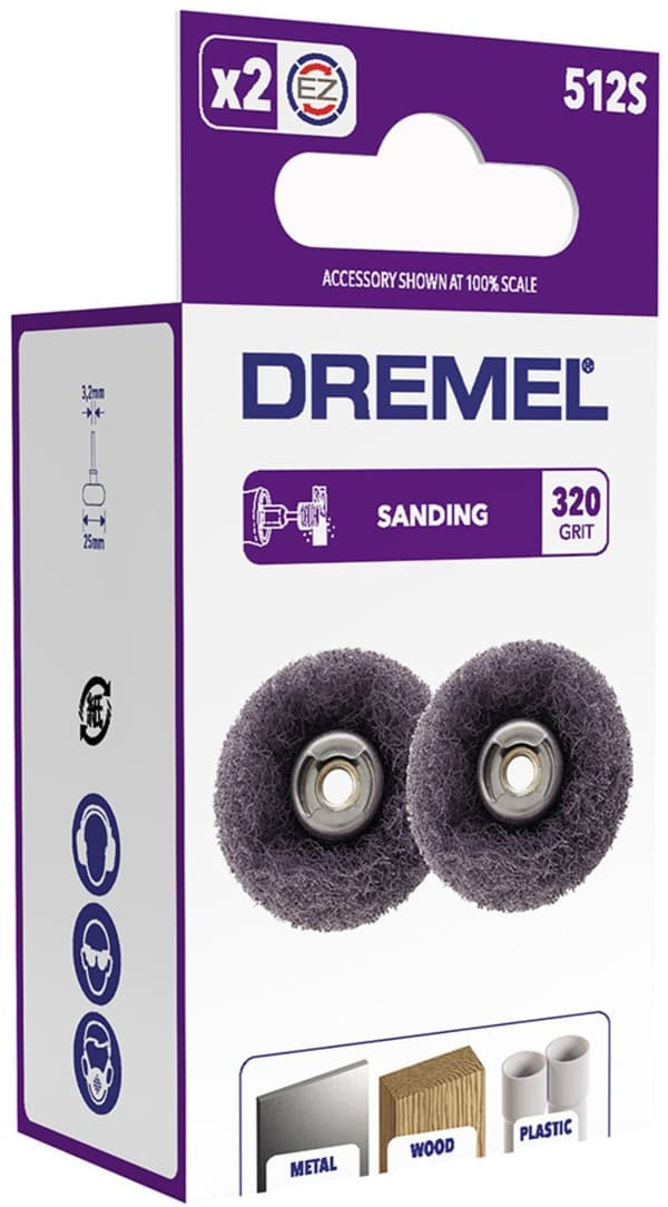 Set med 2 DREMEL S512 slipkuddar (EZ SpeedClic, Diameter 25 mm, Grit 320)
