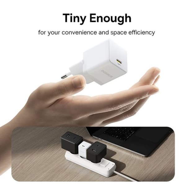 Laddare - BASEUS - Palm - 30W - USB-C - Moon White