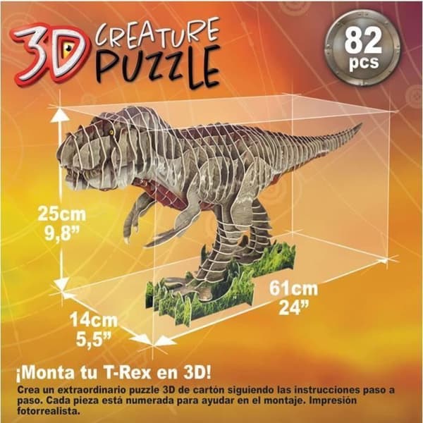 3D T-Rex Pussel - EDUCA - Djur - Blandat - 82 bitar