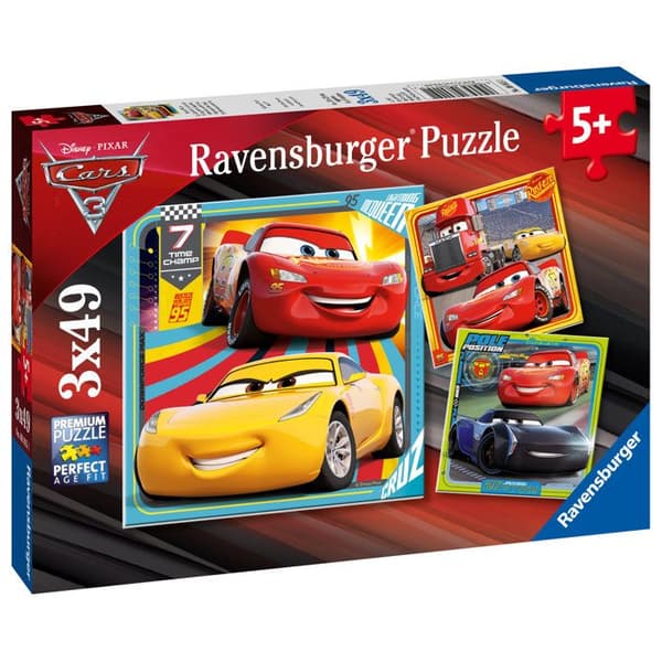Pussel BILAR 3x49 st Redo att tävla - Ravensburger