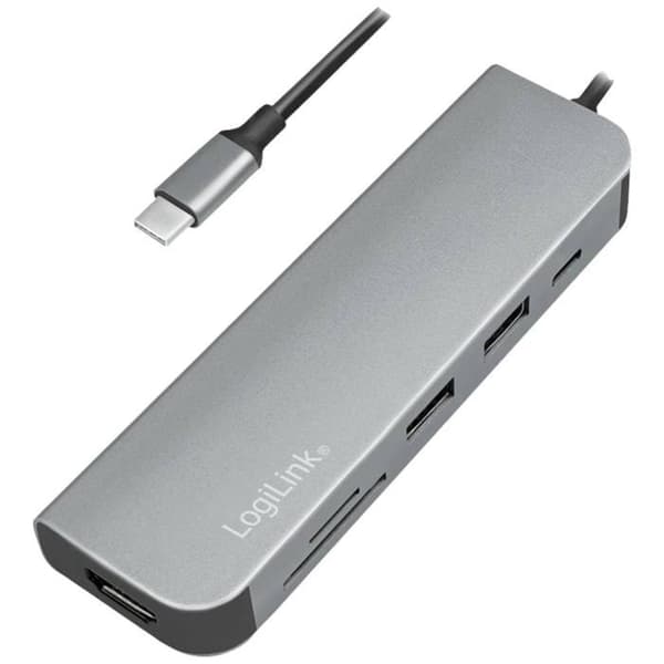 Hub Multiport - Logilink - UA0343 - USB-C PD - HDMI 4K - Aluminium