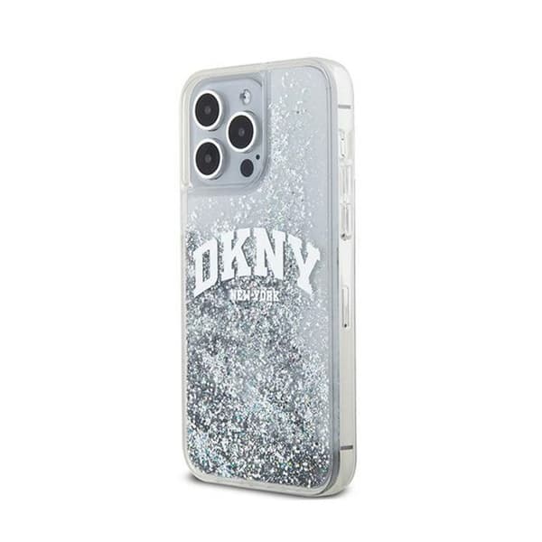 Mobilskal - DKNY - iPhone 15 Pro - Vit - Flytande glitter - Mjuk
