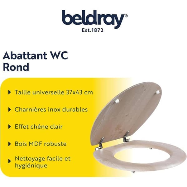WC-sits - BELDRAY - Universell - MDF-trä - Vit ek-effekt - Lätt att rengöra