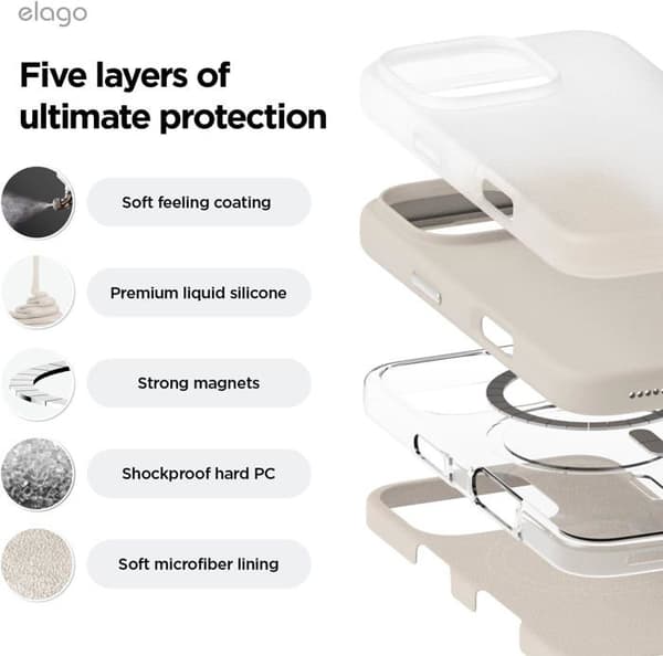 Elago MagSafe Silikonfodral till iPhone 16 Pro Stone