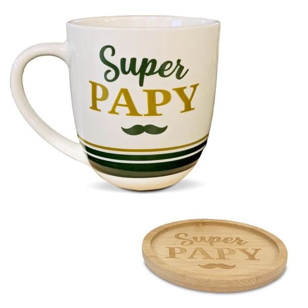 Presentförpackning stor mugg och fat Le Café de Papy