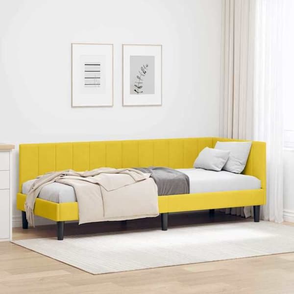 vidaXL Vinkel sängram Gul 80 cm x 200 cm Sammet 42016334