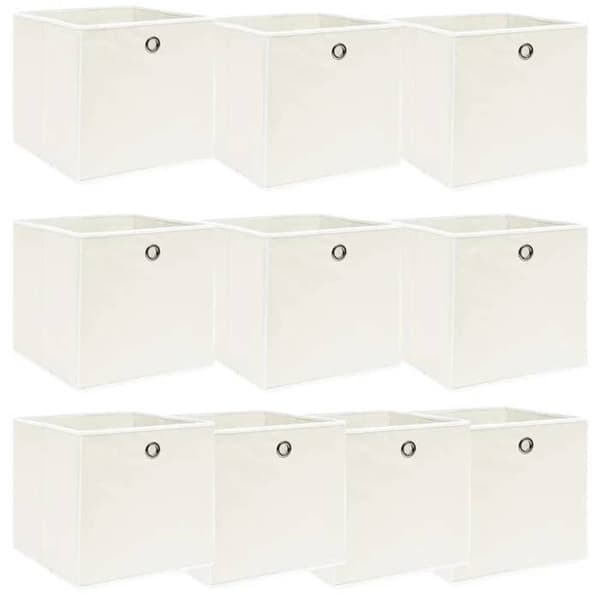 vidaXL Förvaringsboxar 10 st Vit 32x32x32 cm Tyg