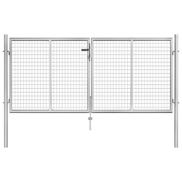 vidaXL Trädgårdsdörr Galvad stål 306x150 cm Silver