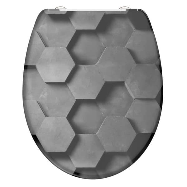 SCHÜTTE Toalettsits med soft close GRÅ HEXAGONAR
