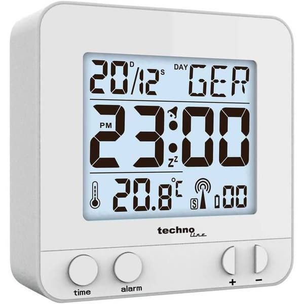 Technoline WT 235 - Radiostyrd väckarklocka med touch, silverfärgad plast 8 x 2,5 x 8 cm