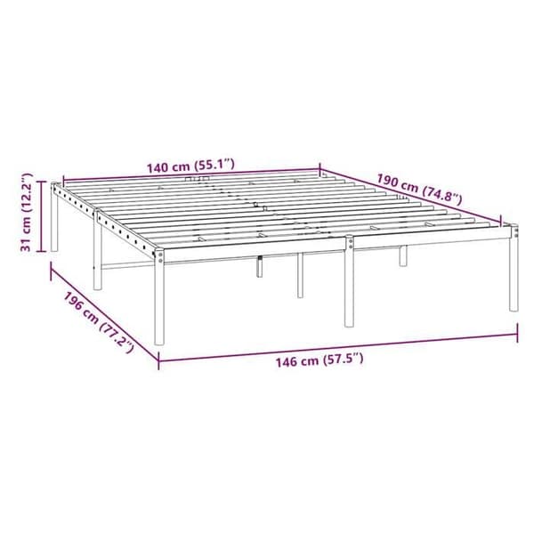 vidaXL Sängstomme Metall Vit 140x190 cm 350913