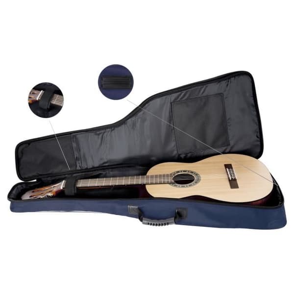Rocktile Gig Bag för 3/4 & 7/8 klassisk gitarr - Vadderad med remmar (blå)