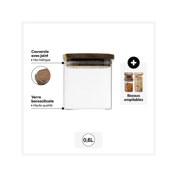 Glasburk med lock akacia "Hermet" 0,6L - 5five