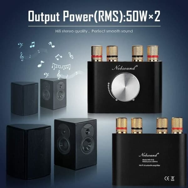 Mini Förstärkare - Nobsound - 2.0 Kanal - 100W - Bluetooth - AUX/USB
