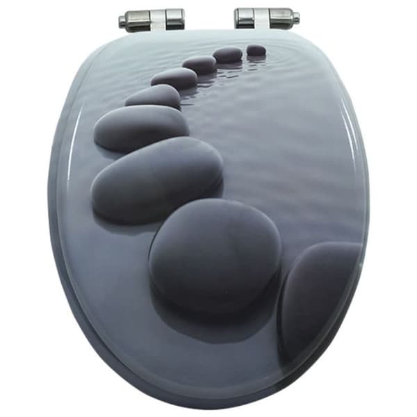 vidaXL Toalettsits MDF Soft Close Lock Stones