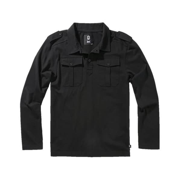 Svart långärmad Willis jersey polo - Brandit