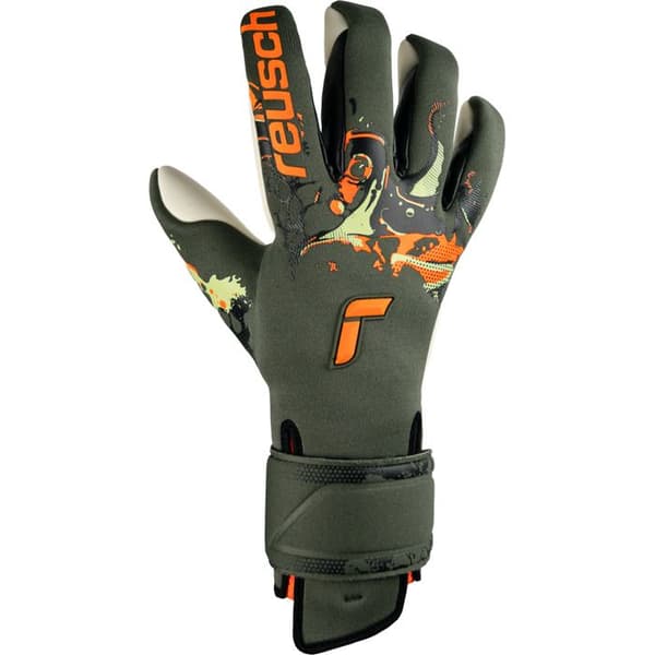 Reusch Pure Contact Gold X AdaptiveFlex målvaktshandskar - ökengrön/chockerande orange