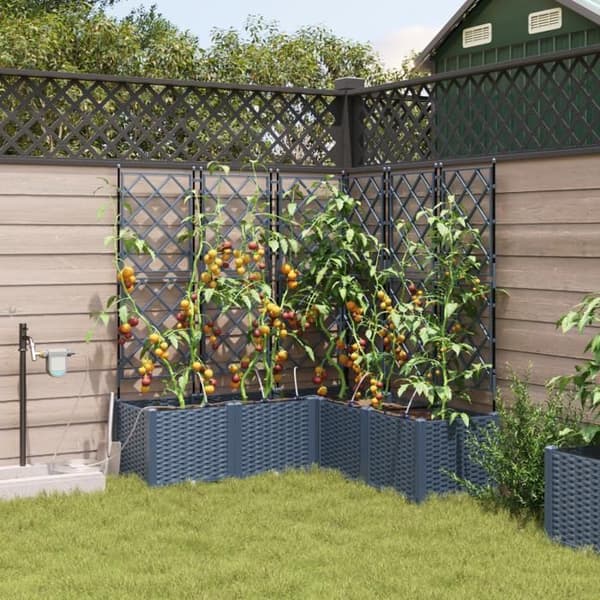 Jardiniärer med bevattningssystem 5 st Grå