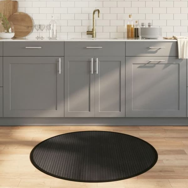 Svart rund matta 100 cm bambu