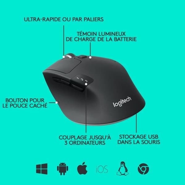 Mus - Trådlös - Logitech - M720 Triathlon - Svart