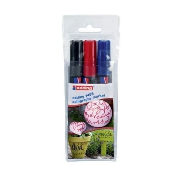 EDDING Kalligrafipennor med flexibel spets - 3-pack svart oföränderlig